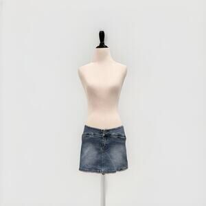 Y2K Buffalo Denim Micro Mini Skirt Medium Size 28 Low Rise Stretch 2000s